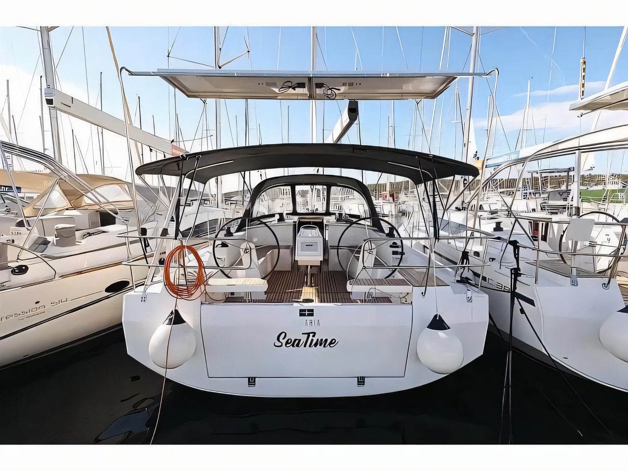 Exterior overview of Bavaria C42 sail boat for charter from Pirovac in the Sibenik sailing area Croatia