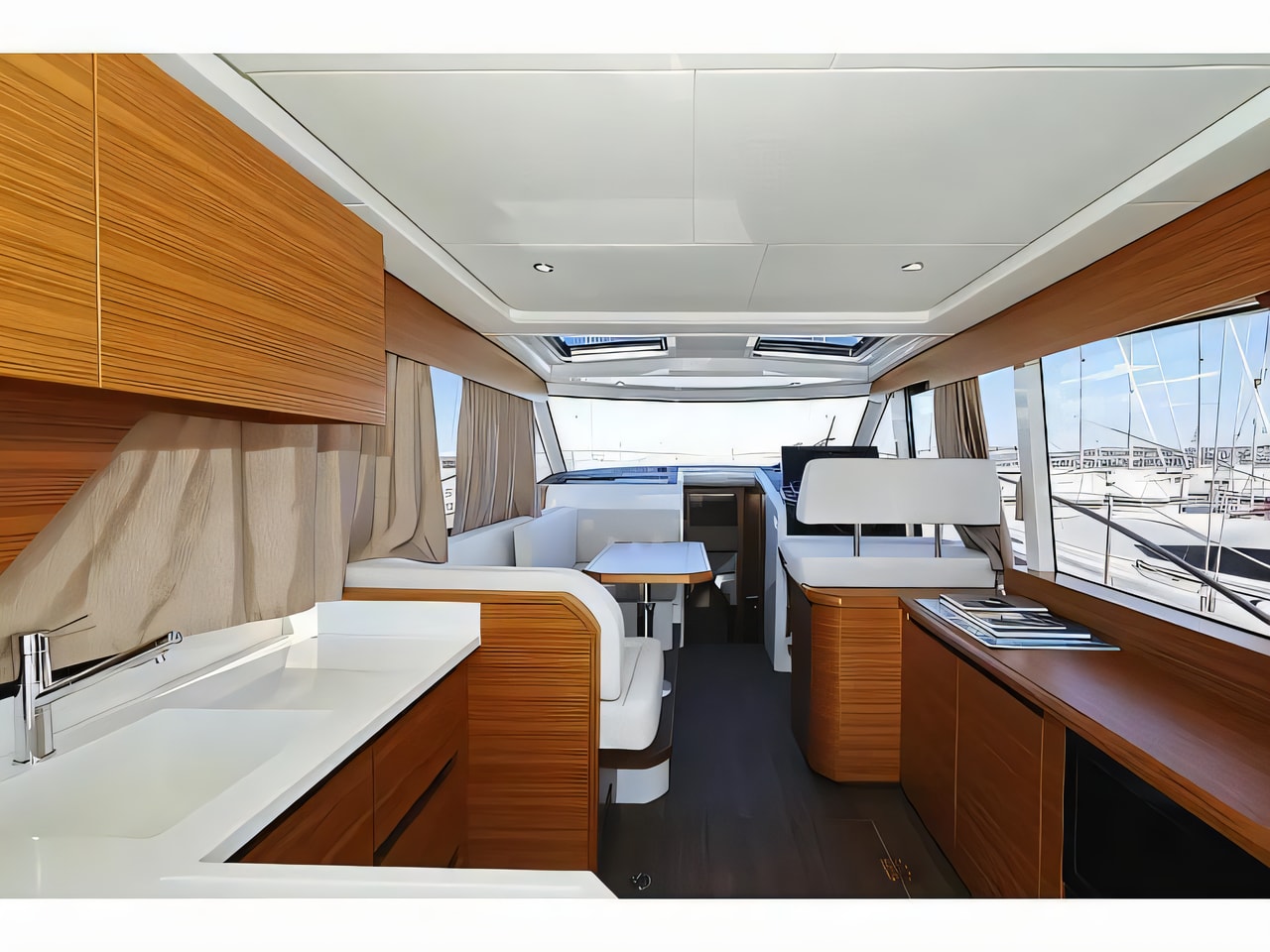 Layout of Greenline 39 motor boat with 2 cabins Croatia yacht charter