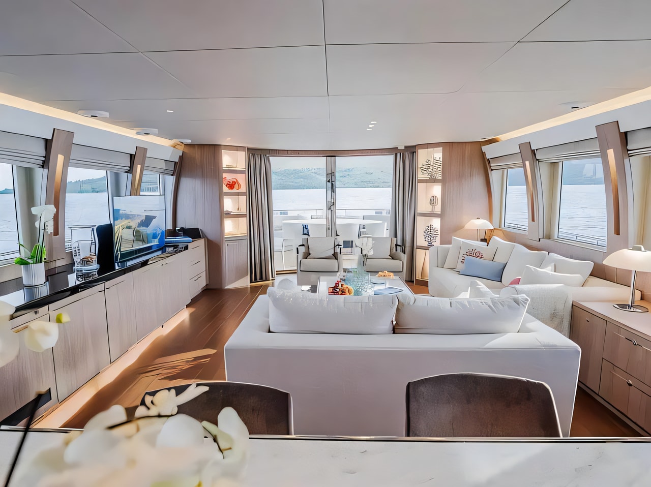 Layout of Cyrus Yachts 34M motoryacht with 5 cabins Croatia yacht charter