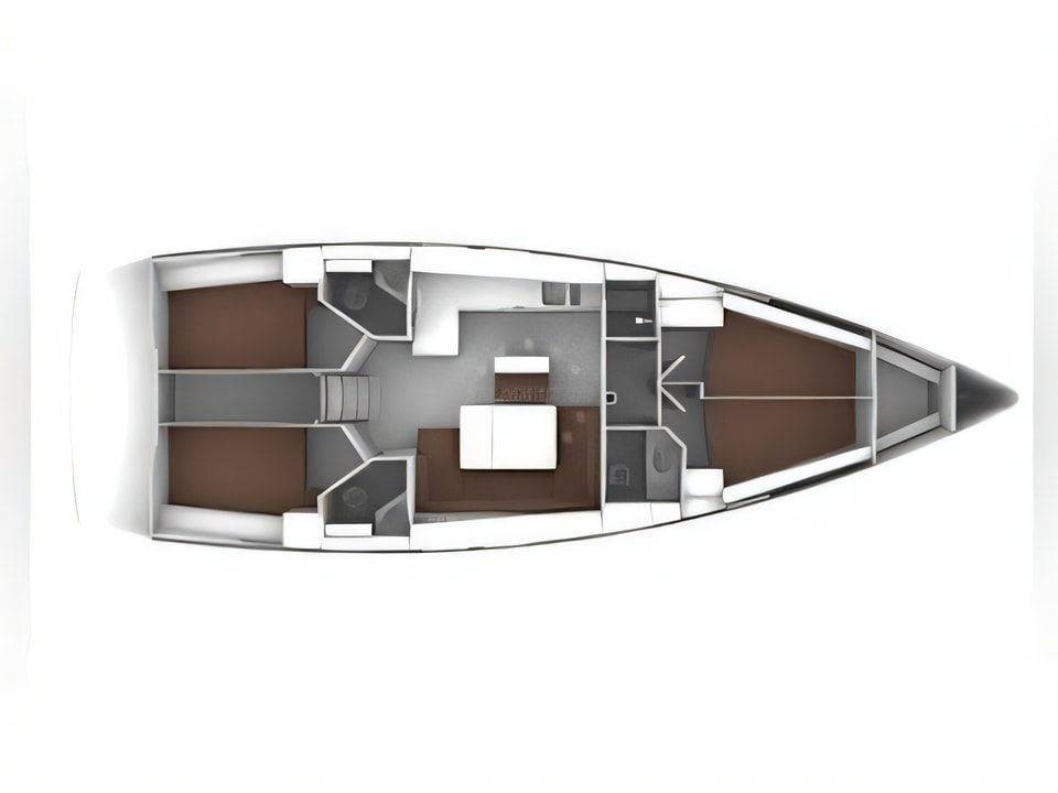 Layout of Bavaria 46 Cruiser sail boat with 4 cabins Croatia yacht charter