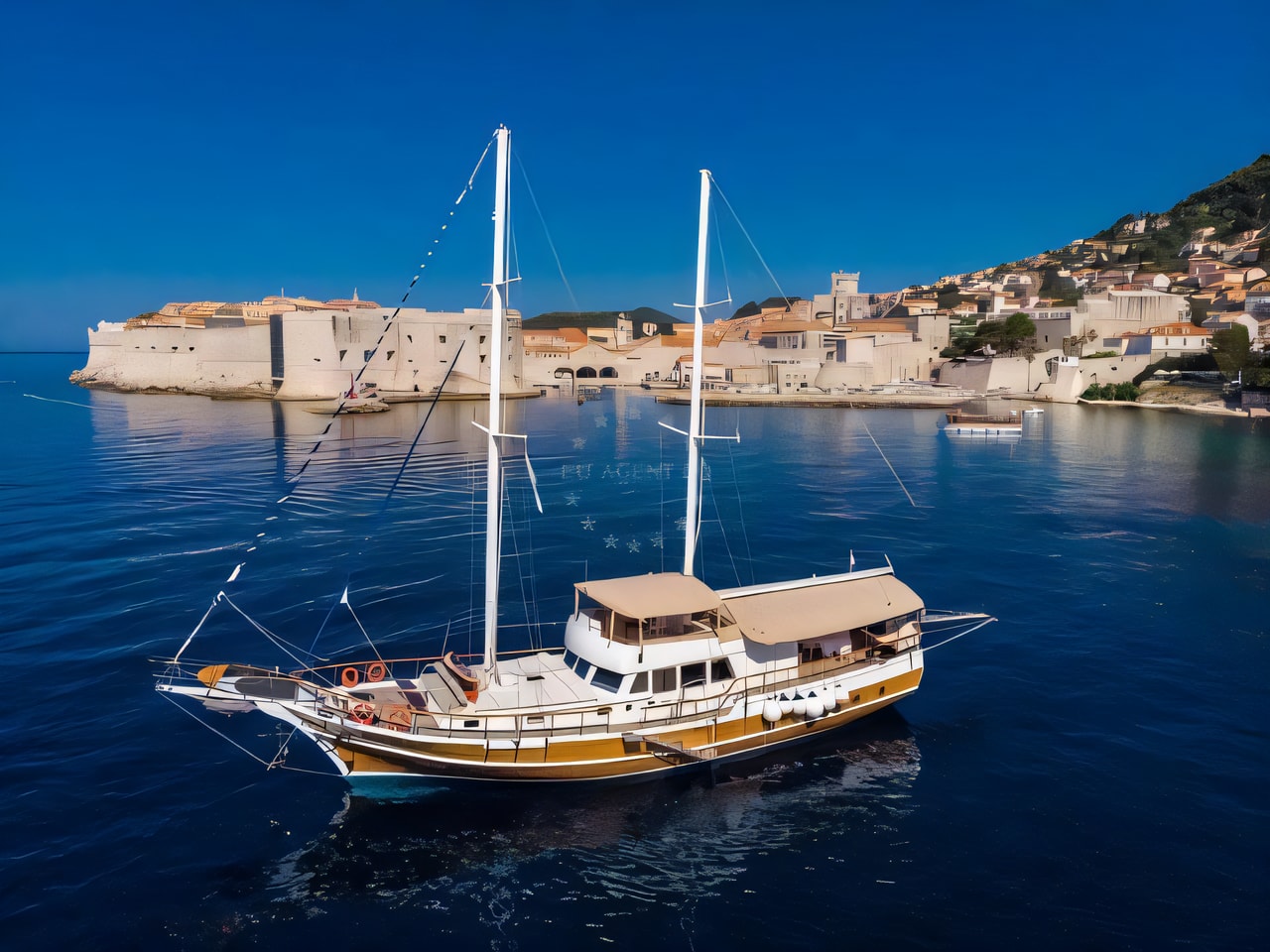 Exterior overview of Gulet Sirena gulet or cruiser for charter from Split Port in the Split sailing area Croatia