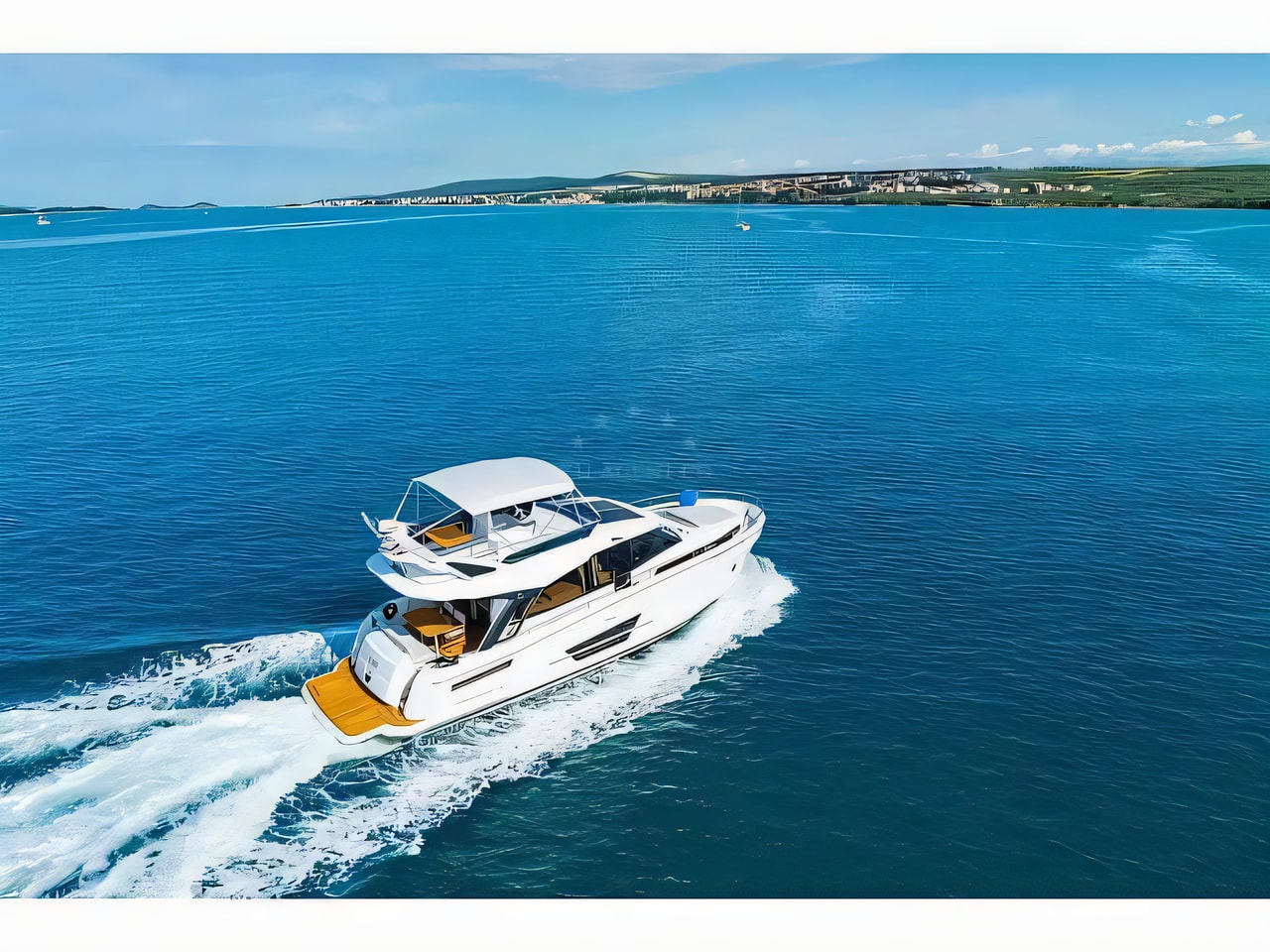 Exterior overview of Greenline 45 Fly motor boat for charter from Biograd Kornati in the Zadar sailing area Croatia