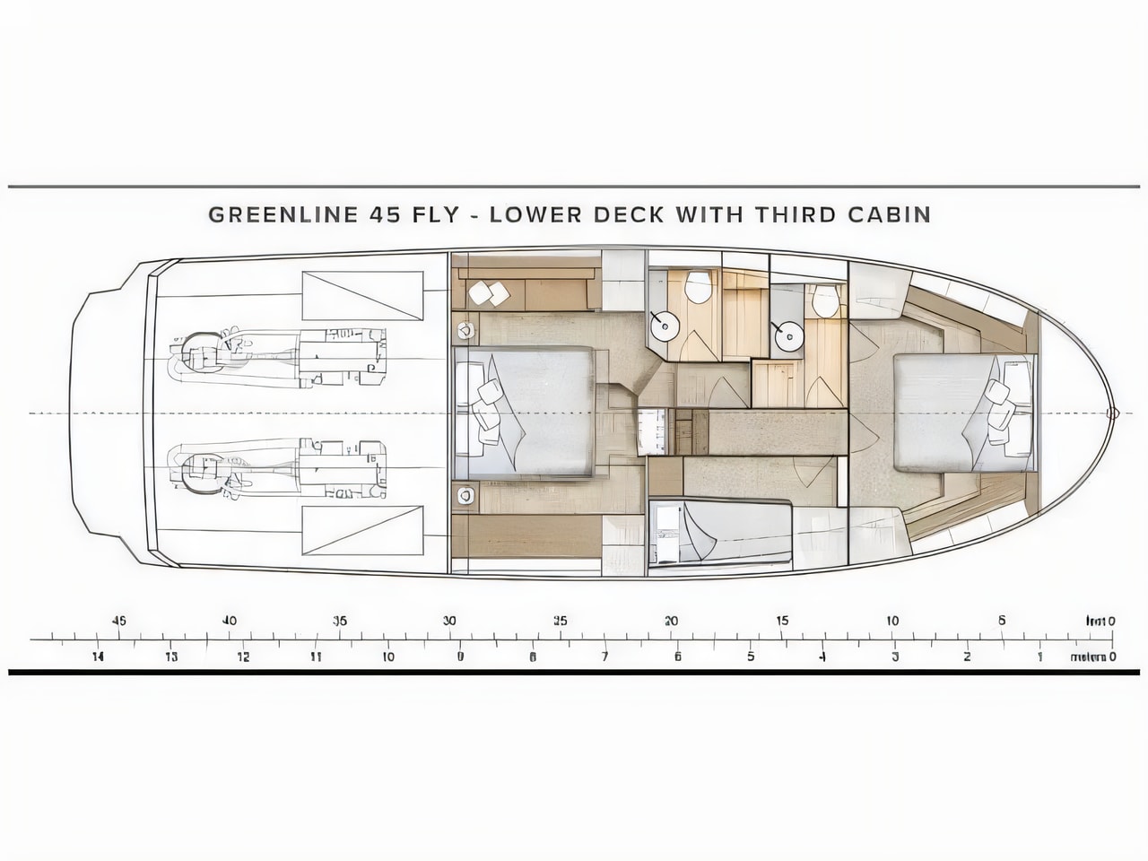 Interior of Greenline 45 Fly motor boat with 3 cabins Croatia yacht charter