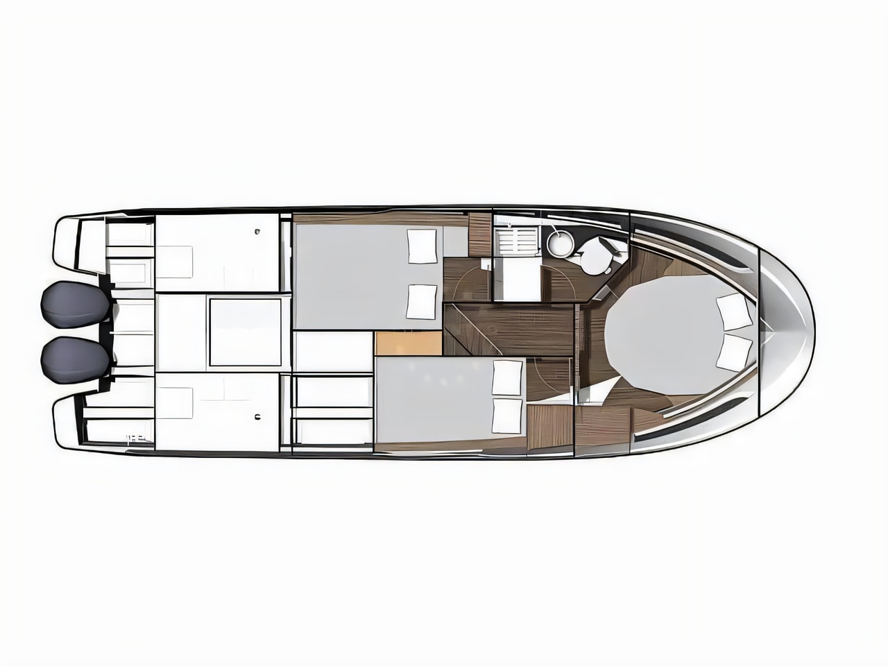 Interior of Merry Fisher 1095 FLY motor boat with 3 cabins Croatia yacht charter