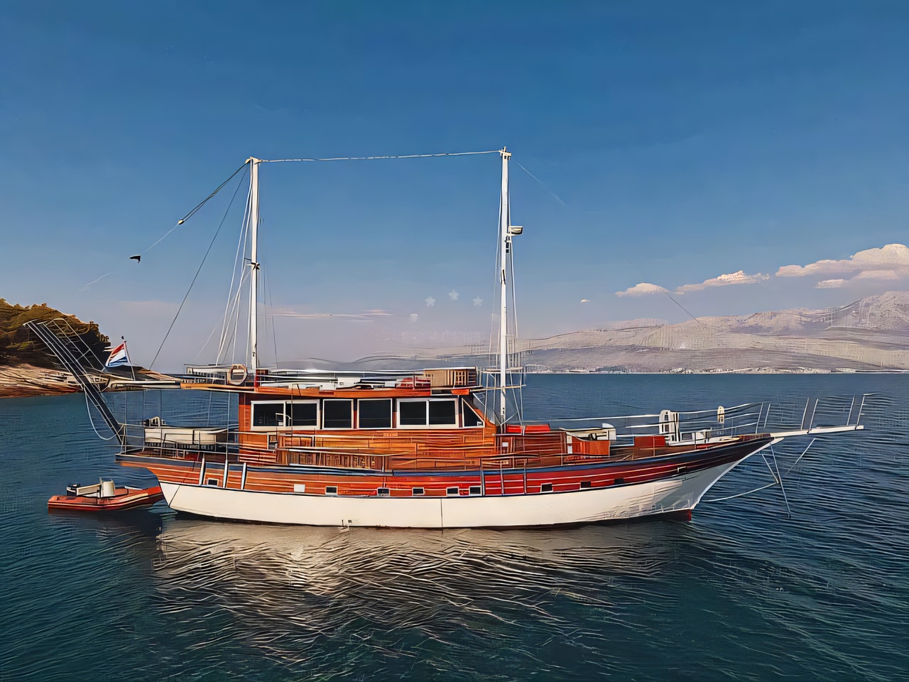 Exterior overview of Gulet Trebenna gulet or cruiser for charter from Split Port in the Split sailing area Croatia