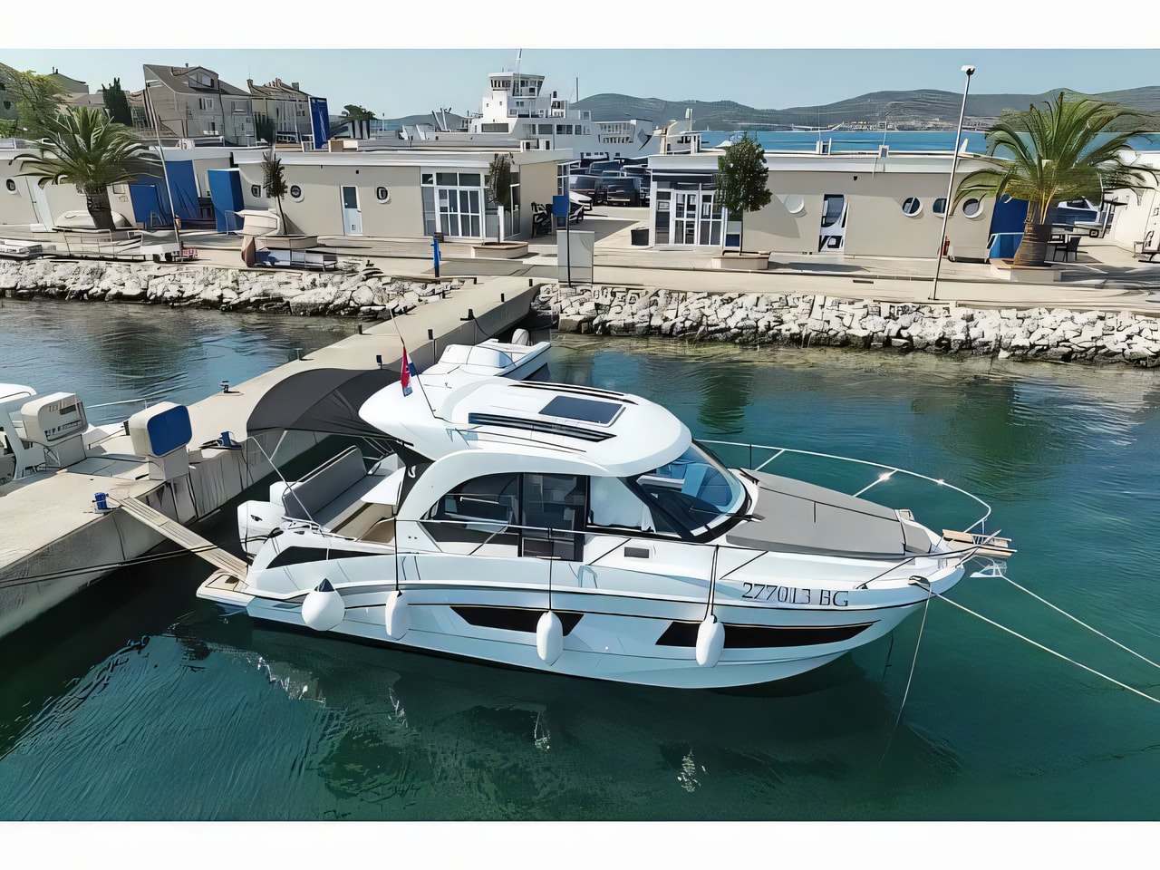 Exterior overview of Antares 9 OB motor boat for charter from Biograd Kornati in the Zadar sailing area Croatia