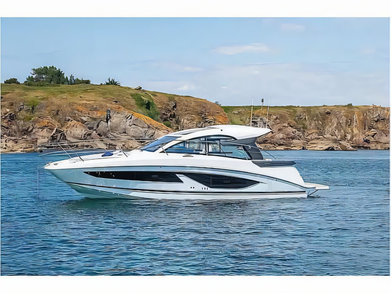 Exterior overview of Gran Turismo 36 motor boat for charter from Pula Tehnomont Marina Veruda in the Istria / Kvarner sailing area Croatia