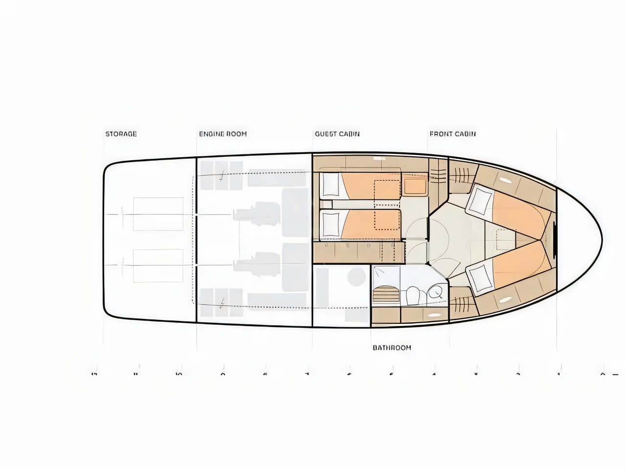 Interior of Greenline 40 motor boat with 2 cabins Croatia yacht charter