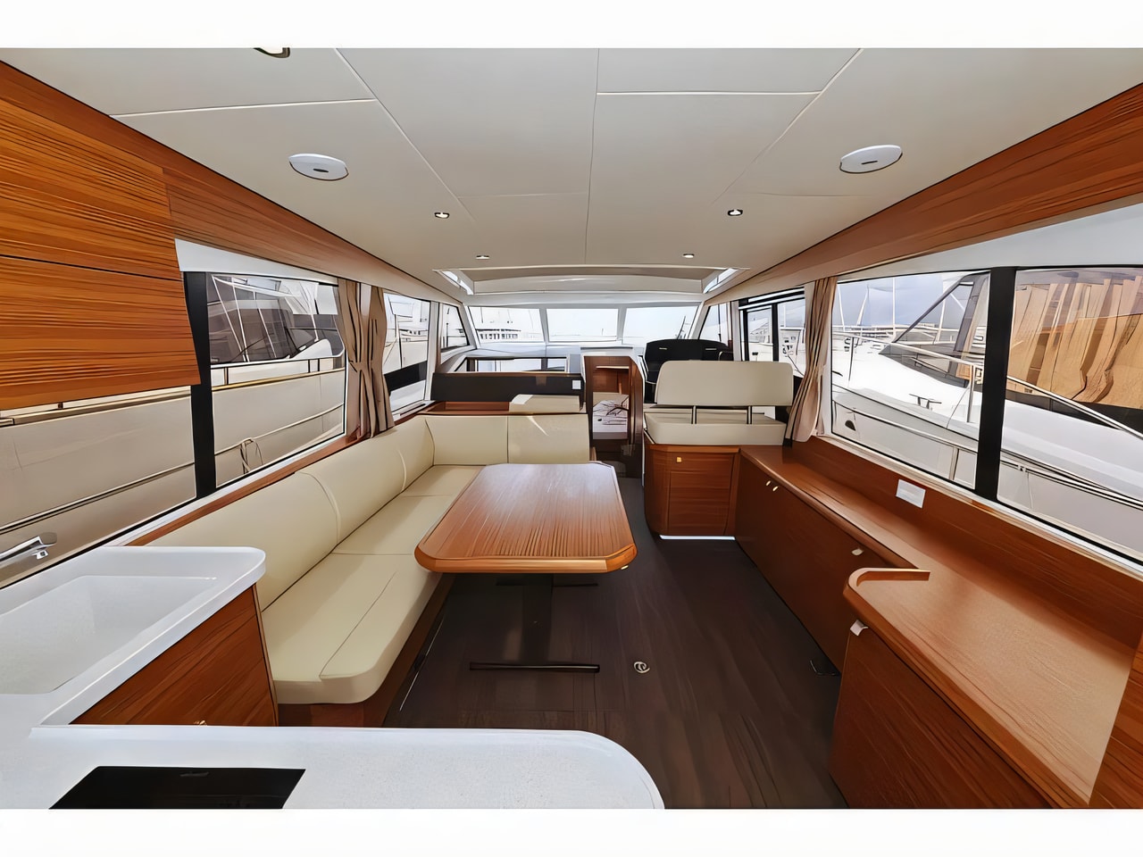 Layout of Greenline 40 motor boat with 2 cabins Croatia yacht charter