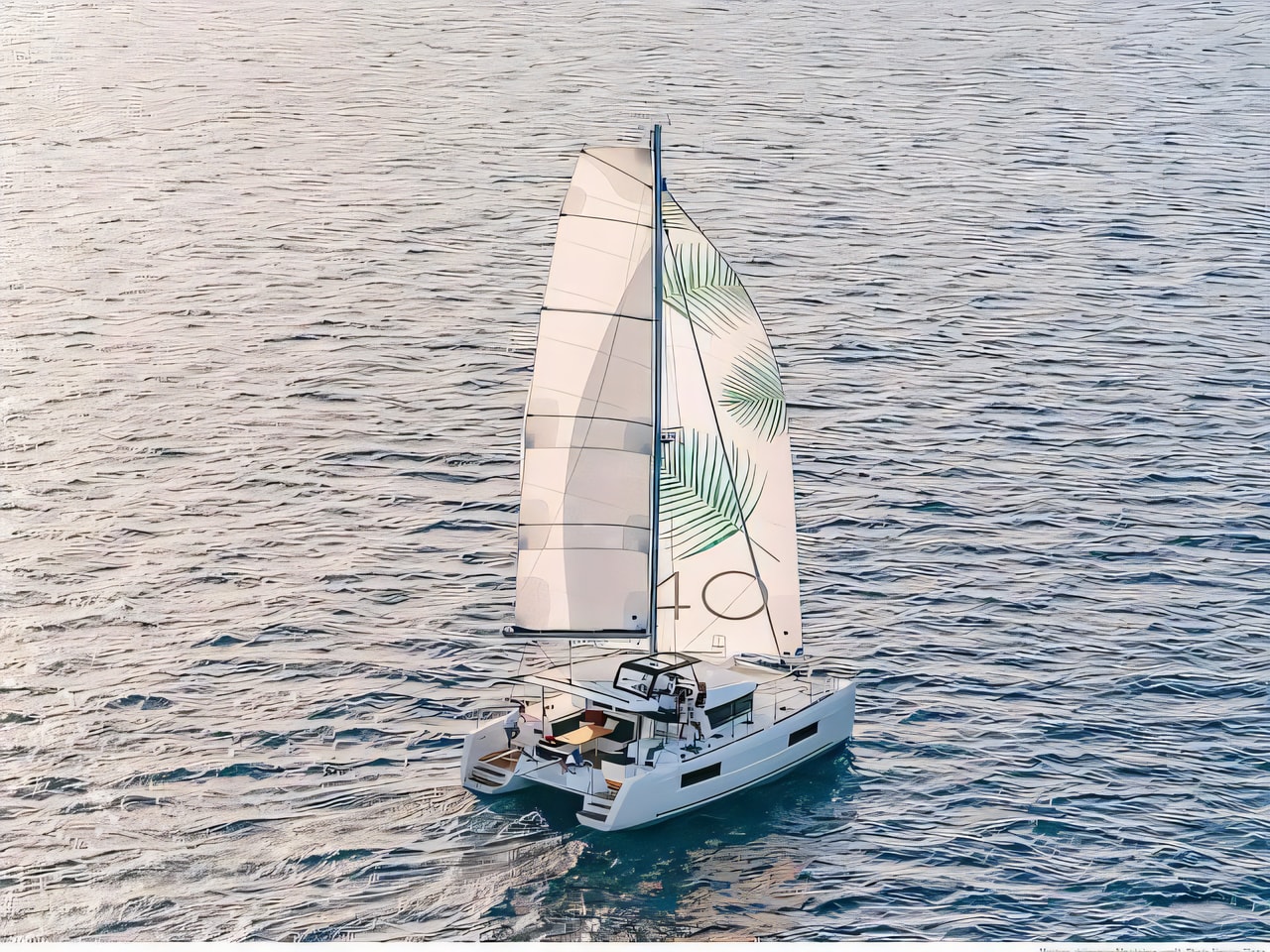 Exterior overview of Lagoon 40 catamaran for charter from SCT Marina Trogir in the Split sailing area Croatia