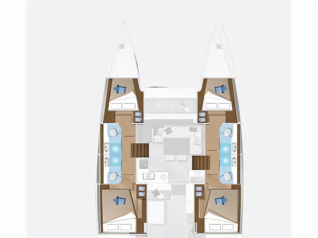 Interior of Lagoon 40 catamaran with 6 cabins Croatia yacht charter