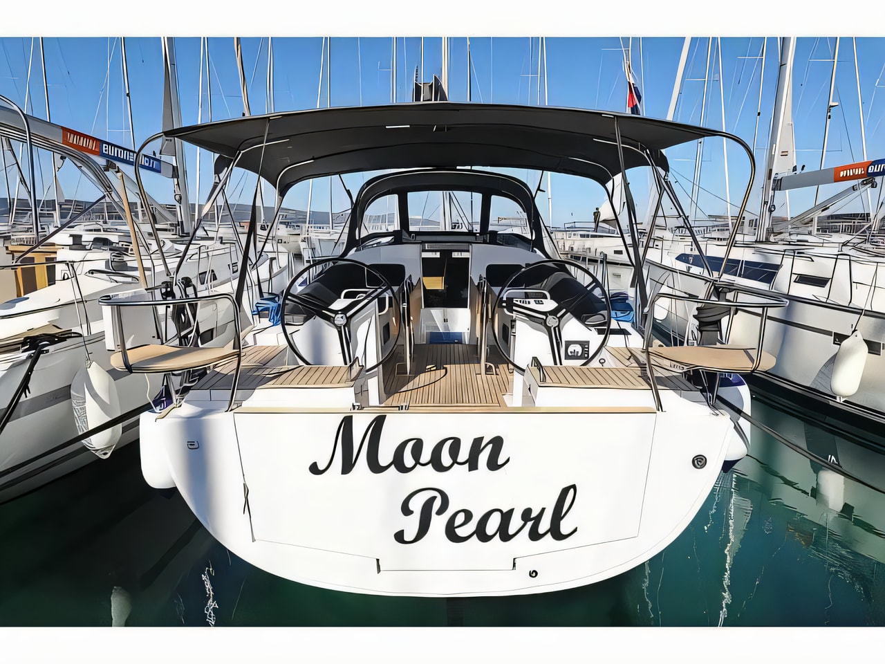 Exterior overview of Elan 45.1 Impression sail boat for charter from Biograd Kornati in the Zadar sailing area Croatia