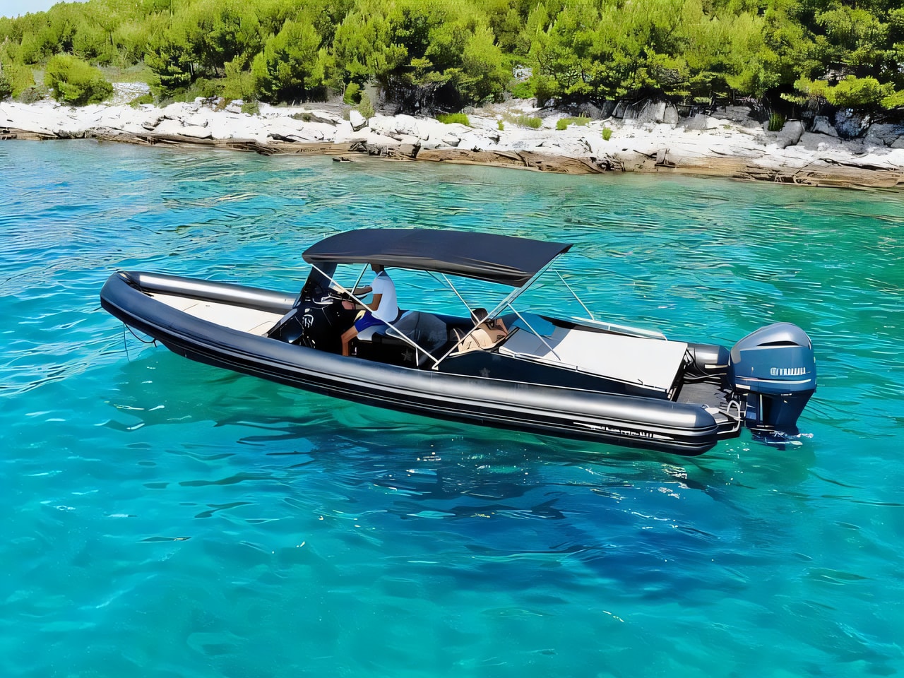Exterior overview of Lolivul 9 motor boat for charter from Trogir ACI Marina in the Split sailing area Croatia