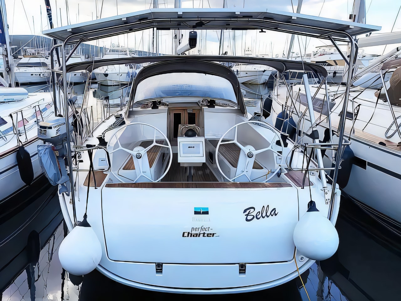 Exterior overview of Bavaria 41 sail boat for charter from Krk Marina Punat in the Istria / Kvarner sailing area Croatia