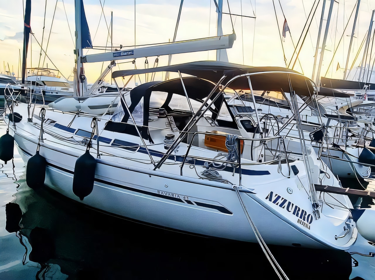 Exterior overview of Bavaria 41 sail boat for charter from Krk Marina Punat in the Istria / Kvarner sailing area Croatia