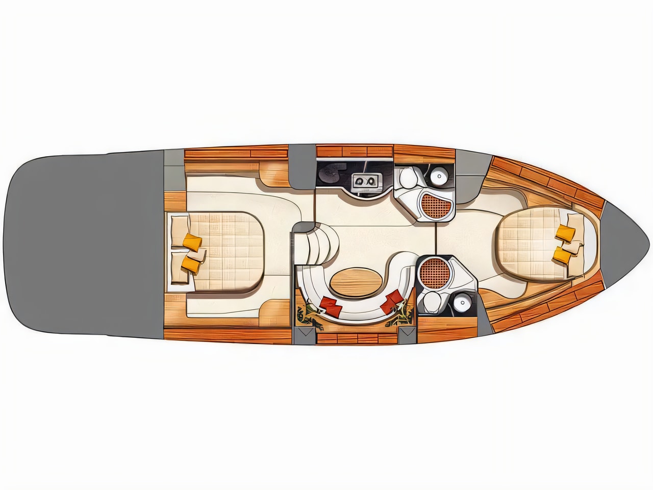 Interior of Gobbi 425 motor boat with 2 cabins Croatia yacht charter