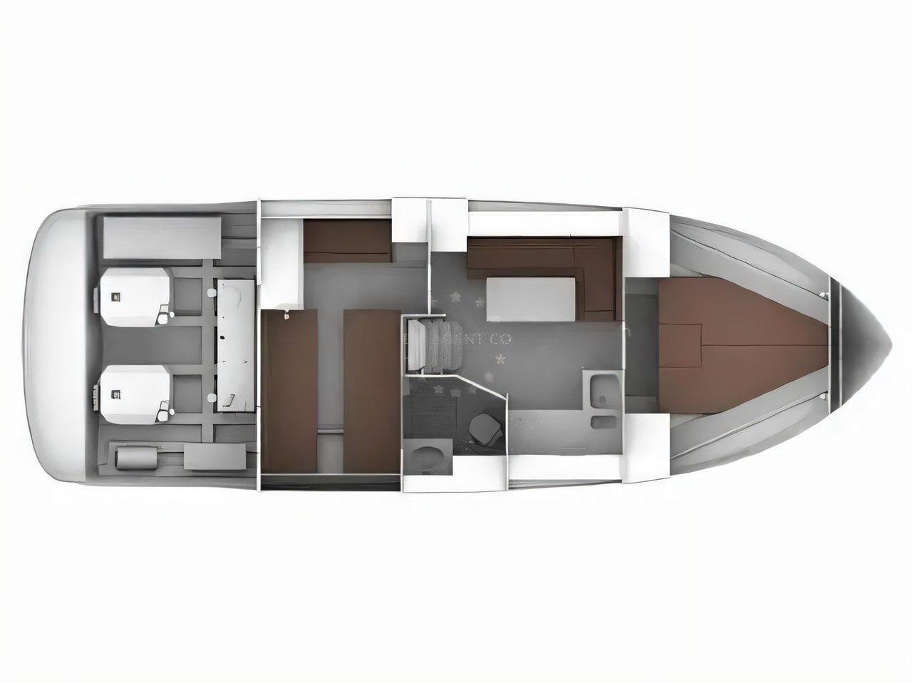 Interior of Bavaria Sport 400 motor boat with 2 cabins Croatia yacht charter