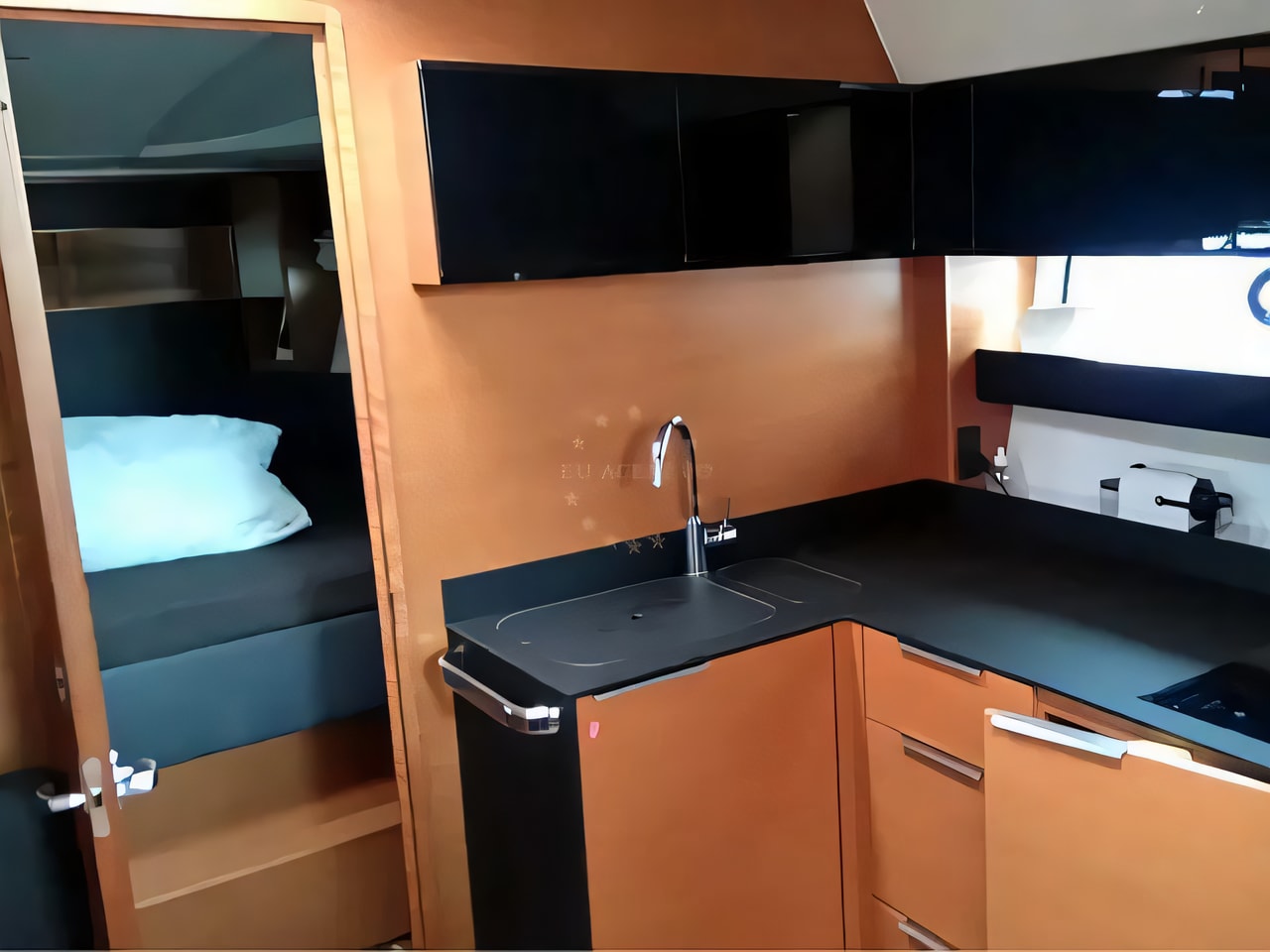 Layout of Bavaria Sport 400 motor boat with 2 cabins Croatia yacht charter