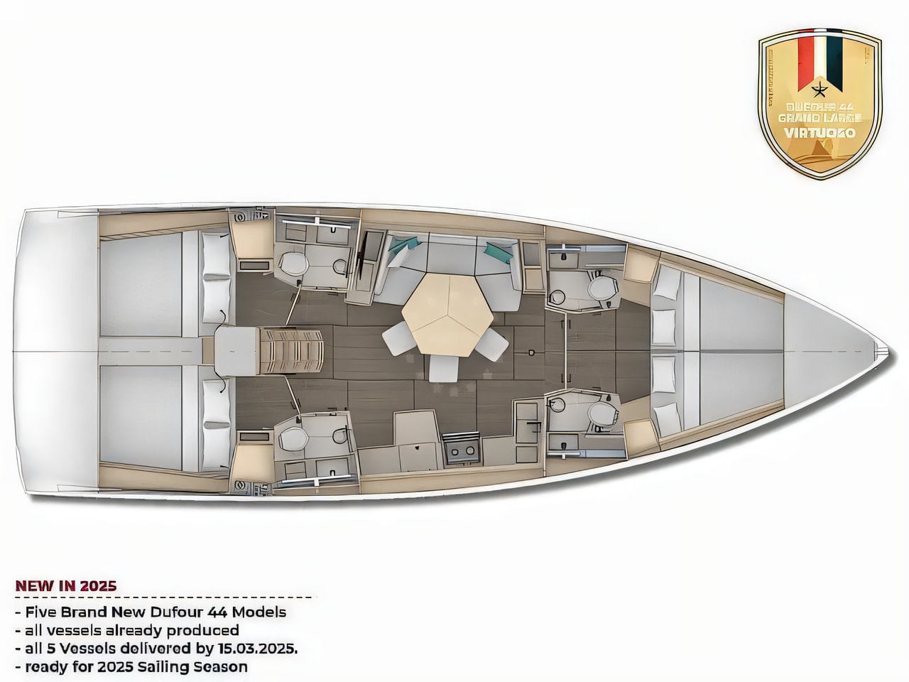 Interior of Dufour 44 Grand Large sail boat with 4 cabins Croatia yacht charter