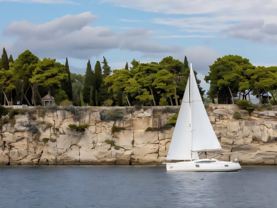 Exterior overview of Elan 40 Impression sail boat for charter from Split ACI Marina in the Split sailing area Croatia