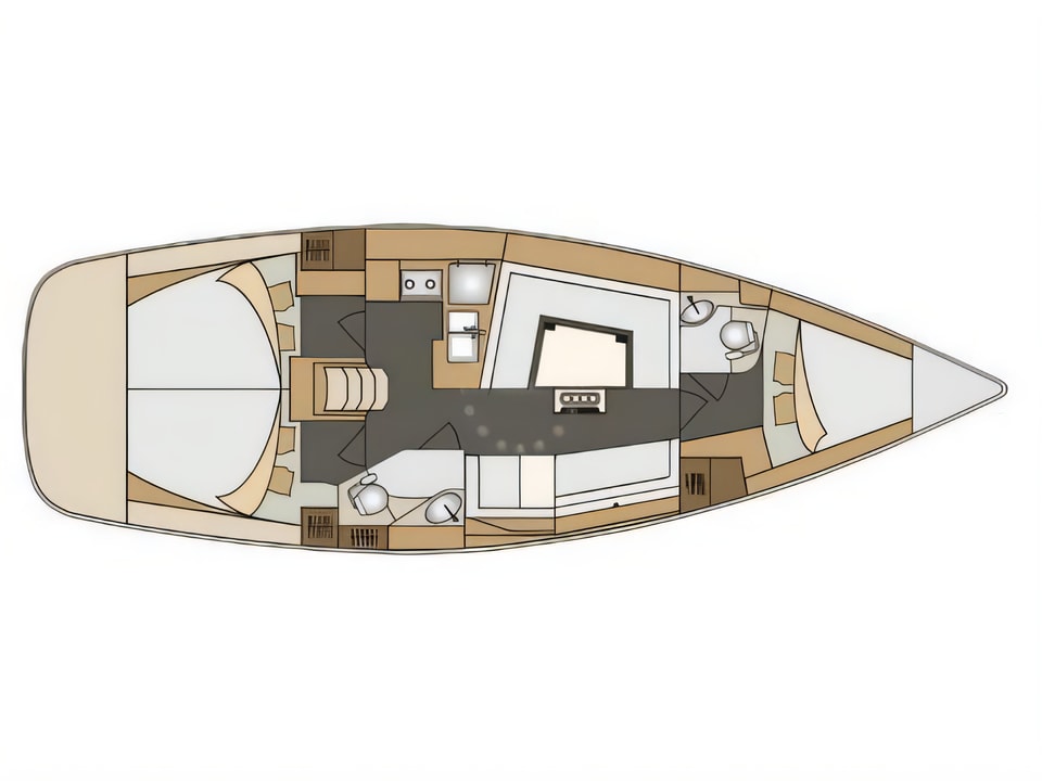 Layout of Elan 40 Impression sail boat with 3 cabins Croatia yacht charter