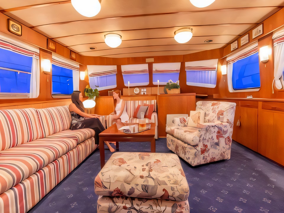 Interior of PLAY FELLOW motor boat with 4 cabins Croatia yacht charter