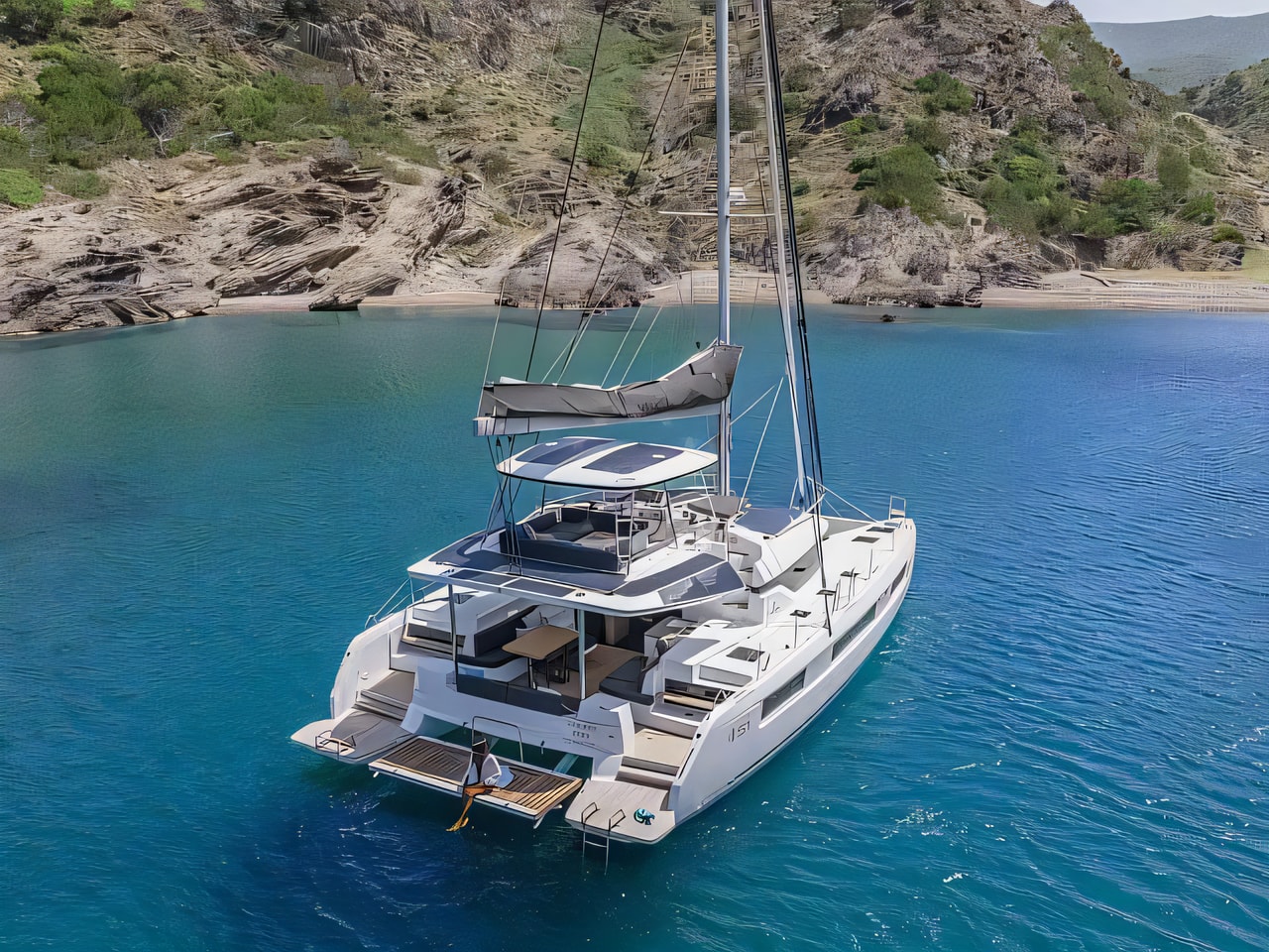 Exterior overview of Lagoon 51 (6+2) catamaran for charter from SCT Marina Trogir in the Split sailing area Croatia