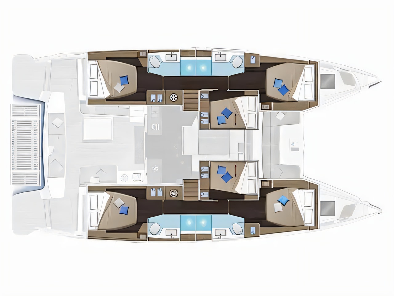 Interior of Lagoon 51 (6+2) catamaran with 6 cabins Croatia yacht charter