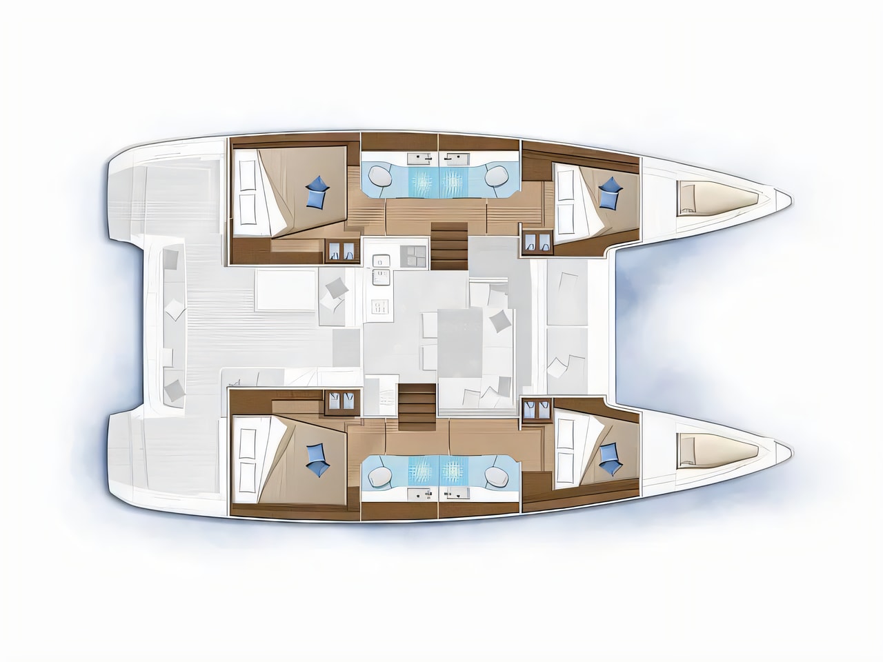 Interior of Lagoon 40 catamaran with 4 cabins Croatia yacht charter