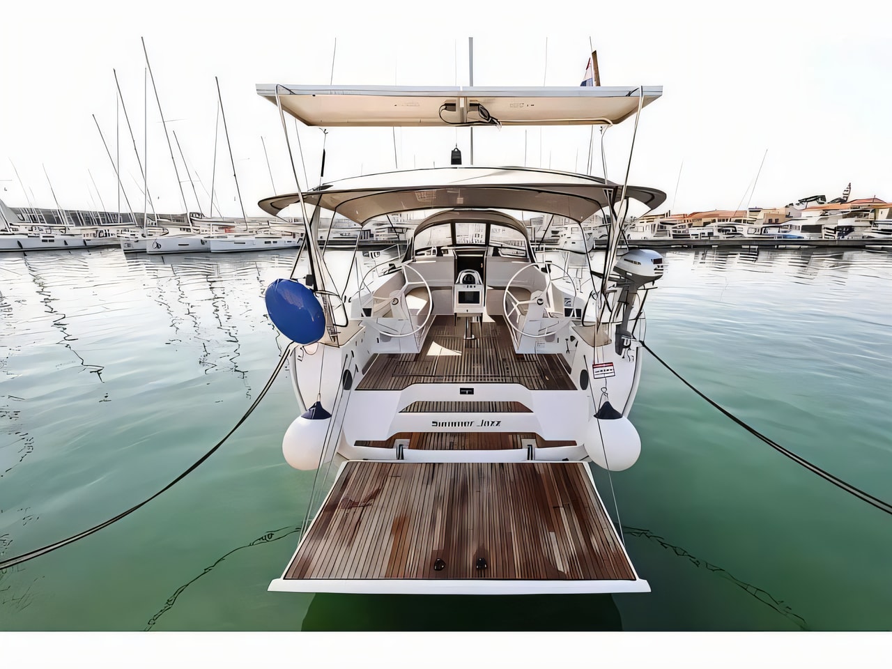 Exterior overview of Bavaria Cruiser 46 sail boat for charter from Biograd Kornati in the Zadar sailing area Croatia