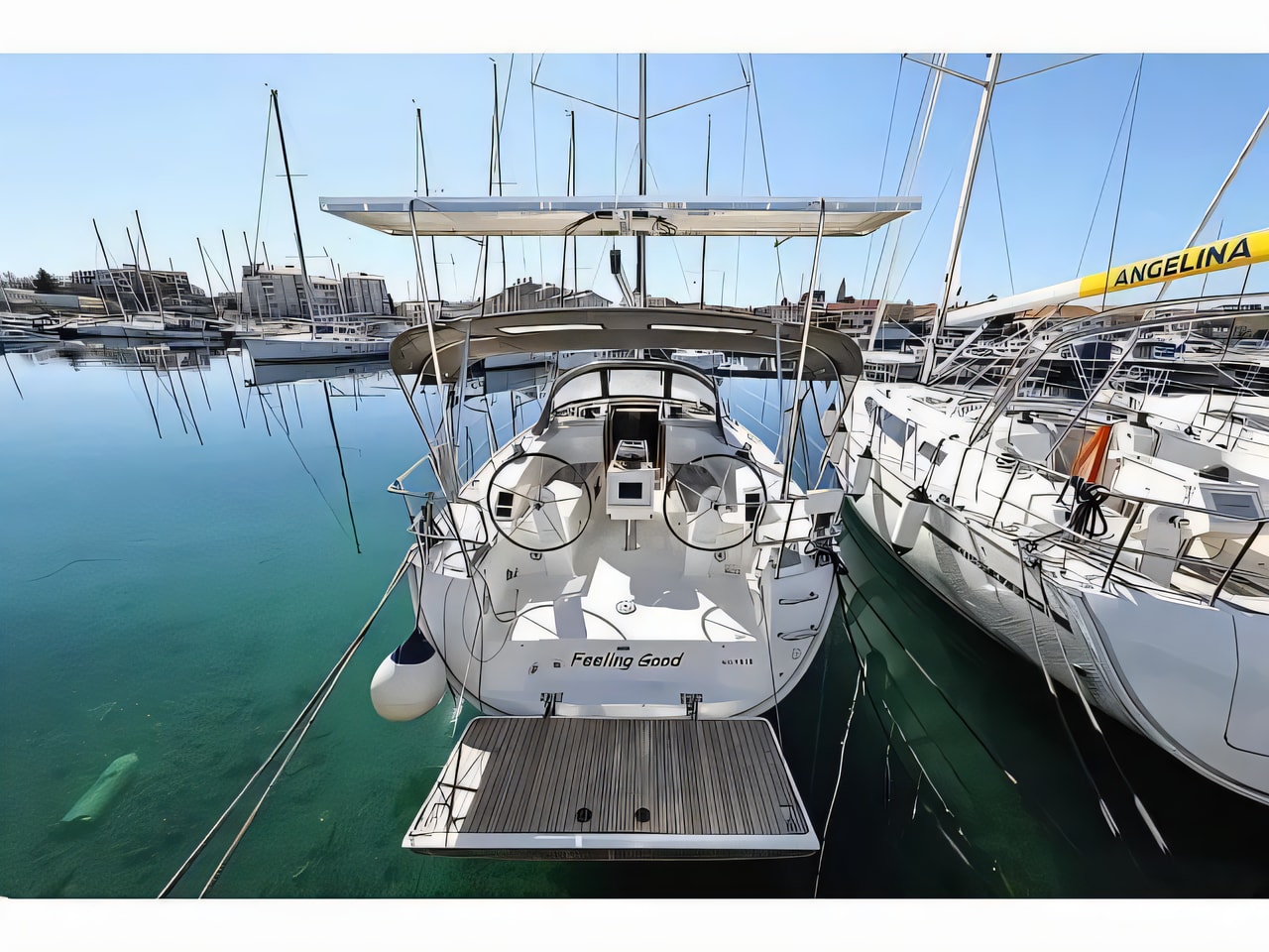 Exterior overview of Bavaria Cruiser 34 - 3 cab sail boat for charter from Pirovac in the Sibenik sailing area Croatia
