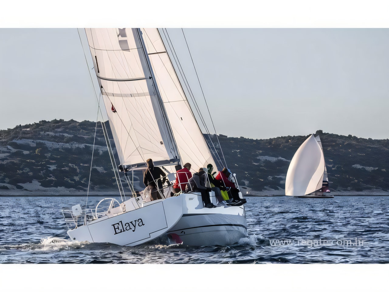 Exterior overview of Elan E5 sail boat for charter from Biograd Kornati in the Zadar sailing area Croatia