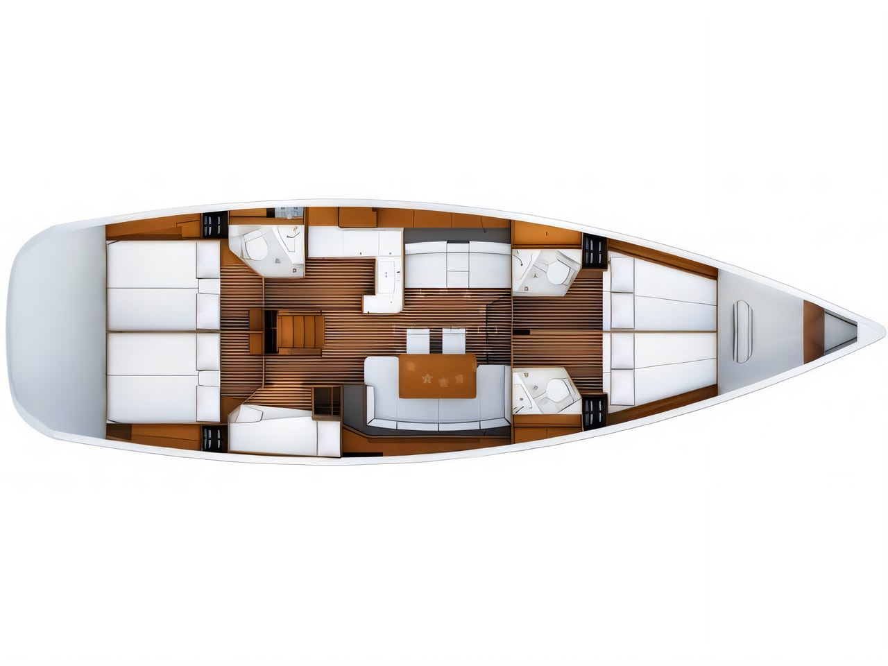 Interior of Jeanneau 53 sail boat with 5 cabins Croatia yacht charter