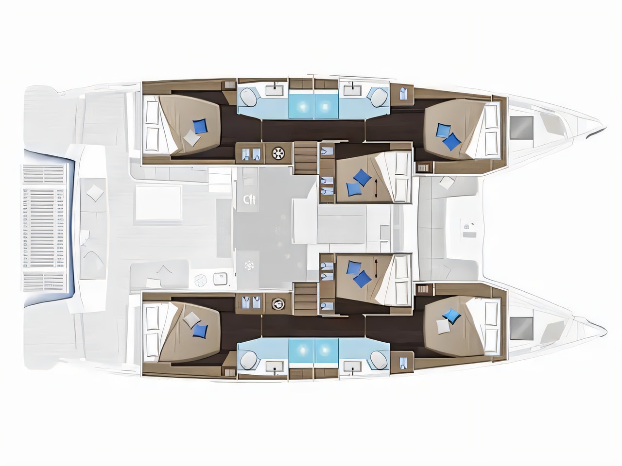 Interior of Lagoon 51 catamaran with 5 cabins Croatia yacht charter