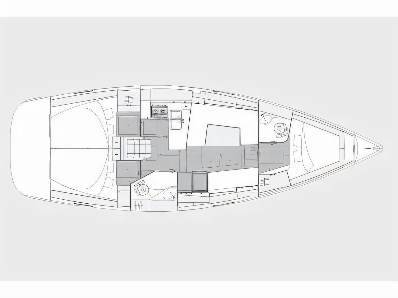 Interior of Elan Impression 40.1 sail boat with 3 cabins Croatia yacht charter