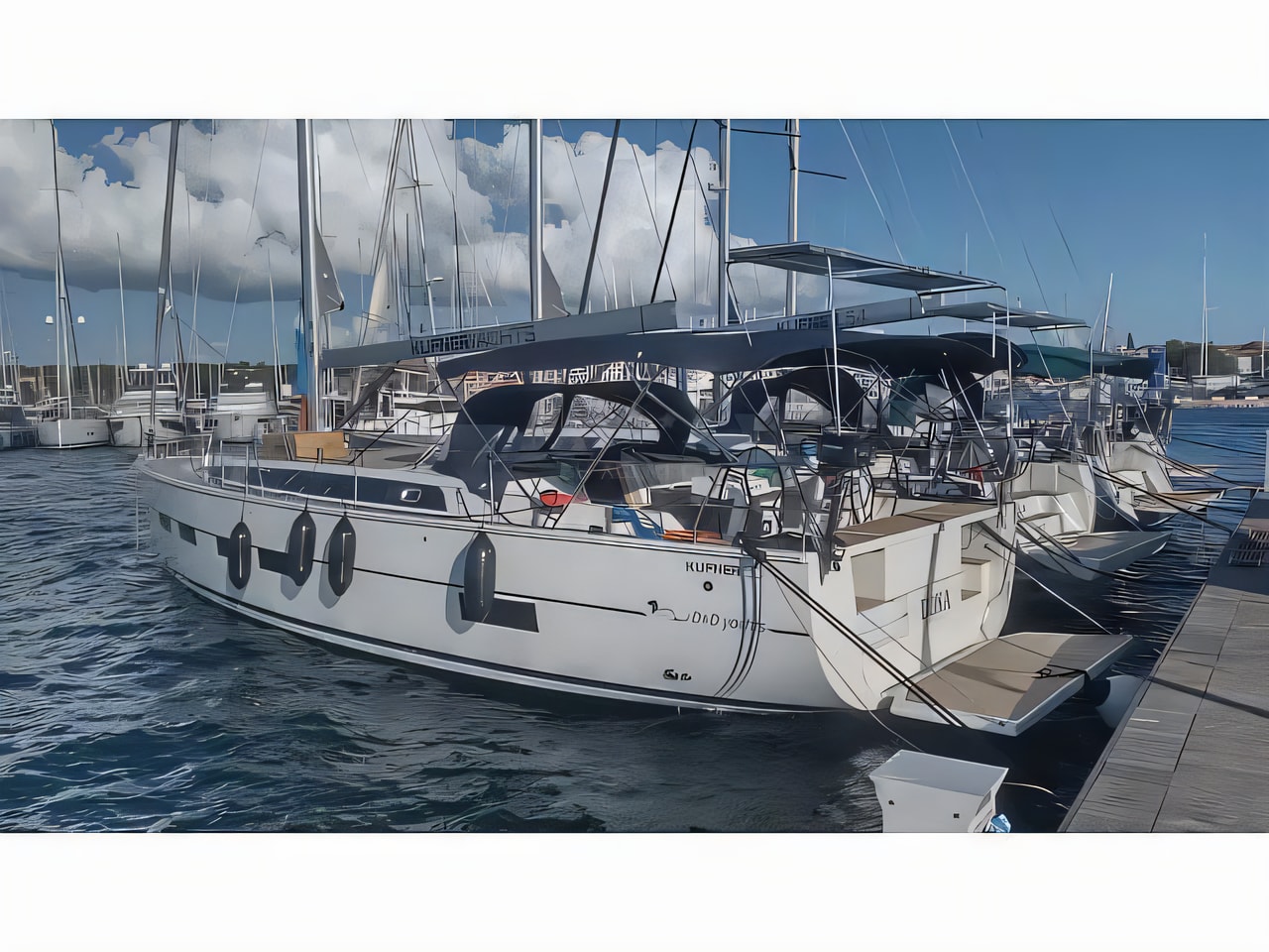 Exterior overview of D&D Kufner 50 I. sail boat for charter from Krk Marina Punat in the Istria / Kvarner sailing area Croatia