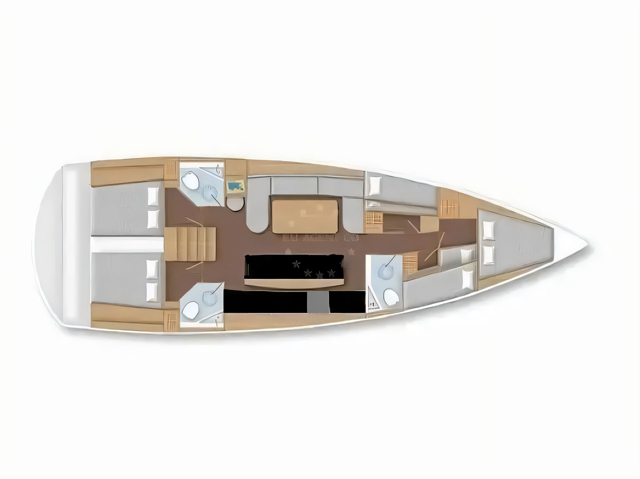 Interior of D&D Kufner 50 I. sail boat with 5 cabins Croatia yacht charter