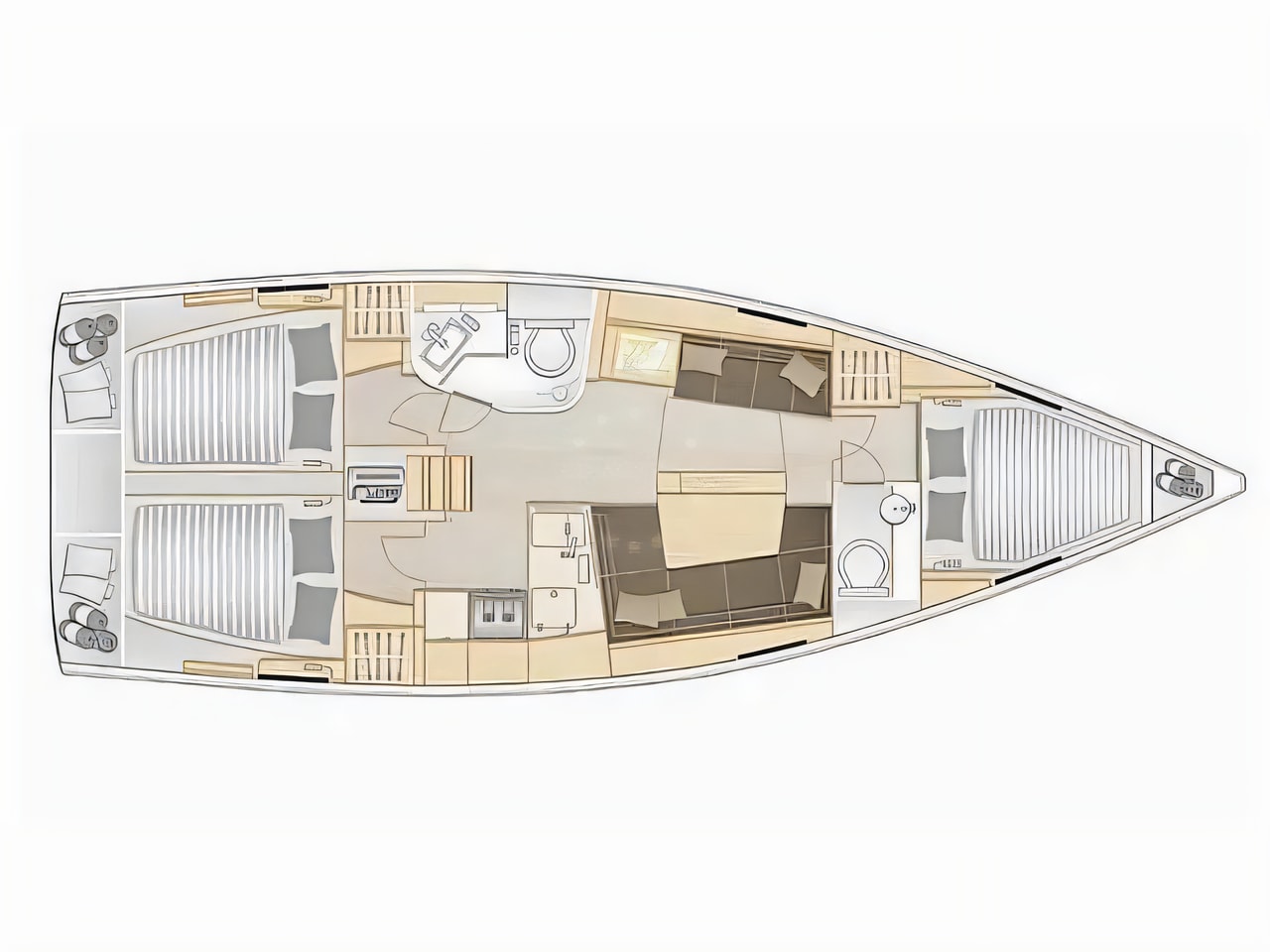 Interior of Hanse 388 sail boat with 3 cabins Croatia yacht charter