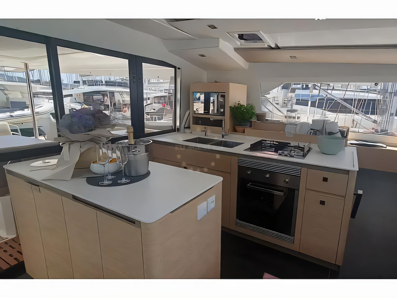 Layout of Aura 51 catamaran with 6 cabins Croatia yacht charter