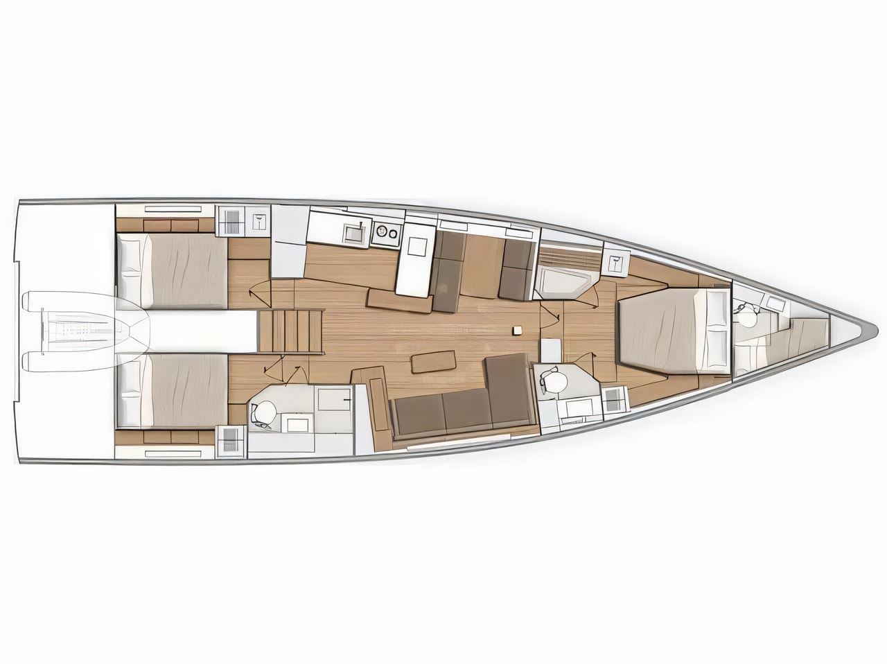 Interior of First 53 sail boat with 4 cabins Croatia yacht charter