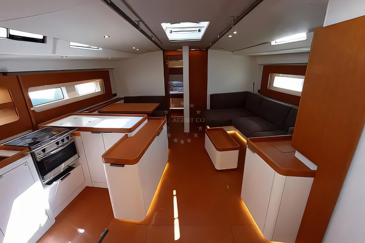 Layout of First 53 sail boat with 4 cabins Croatia yacht charter