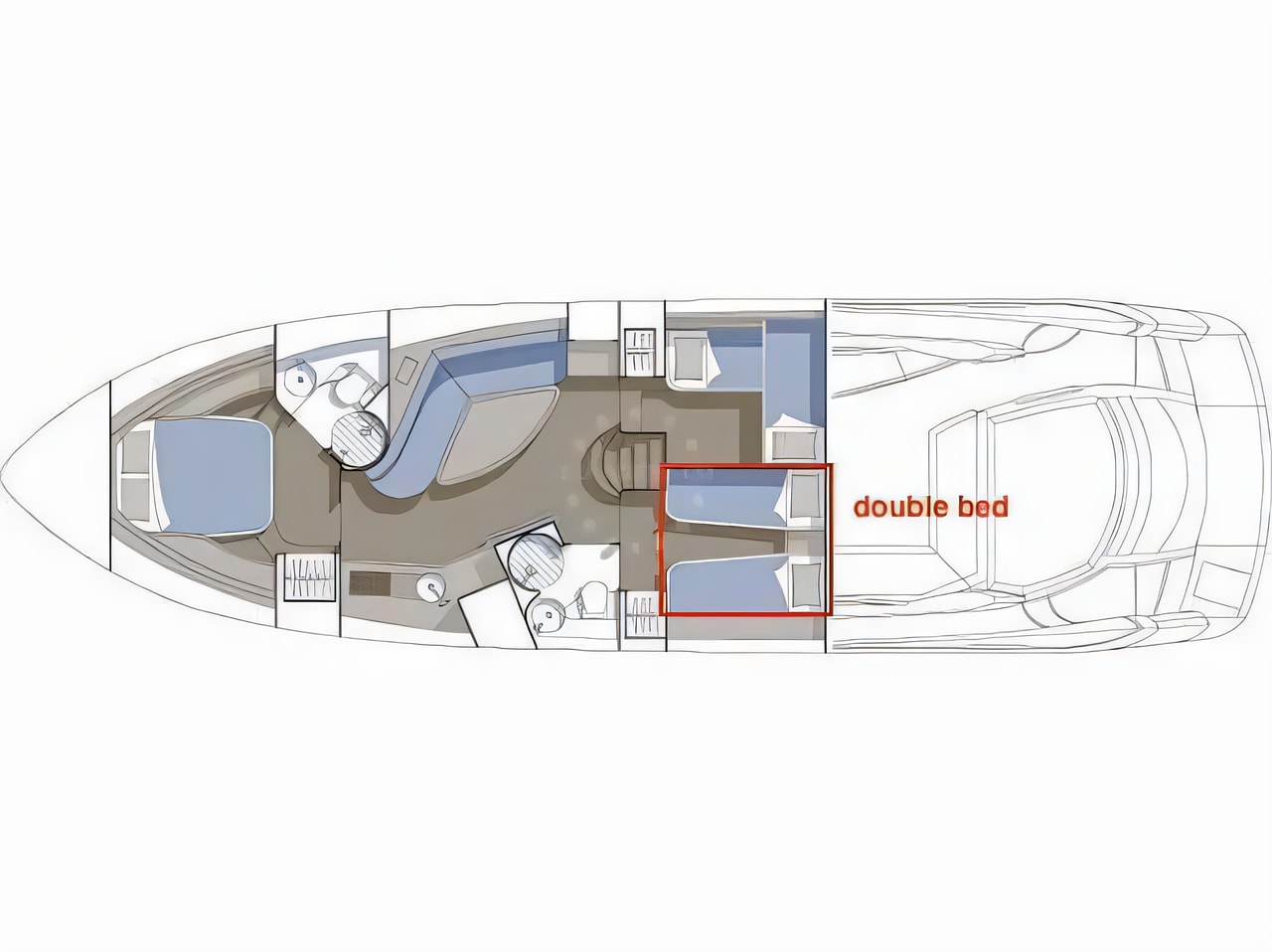 Interior of Sunseeker Portofino 53 motoryacht with 3 cabins Croatia yacht charter