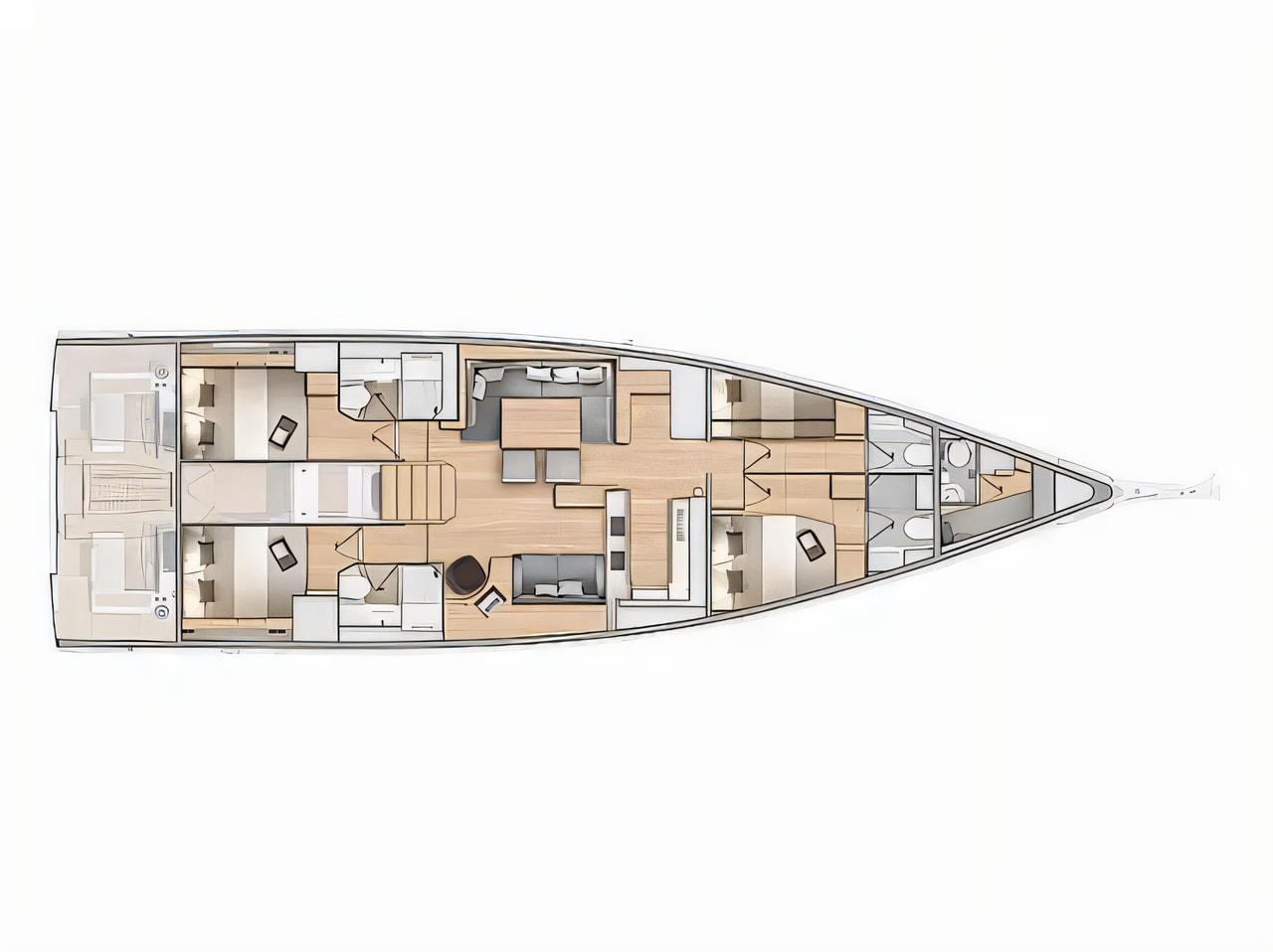 Interior of Oceanis 60 sail boat with 4 cabins Croatia yacht charter