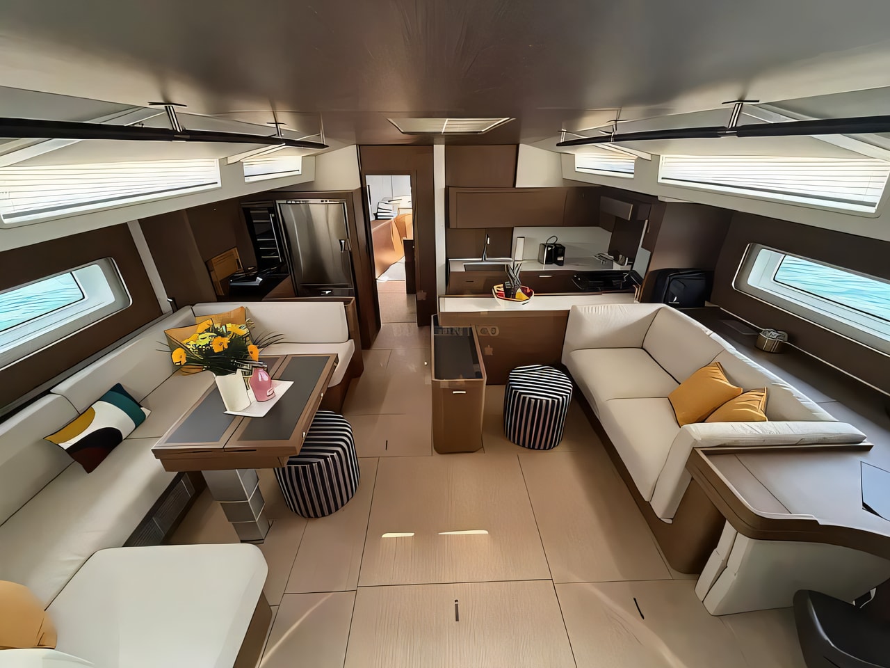Layout of Oceanis 60 sail boat with 4 cabins Croatia yacht charter