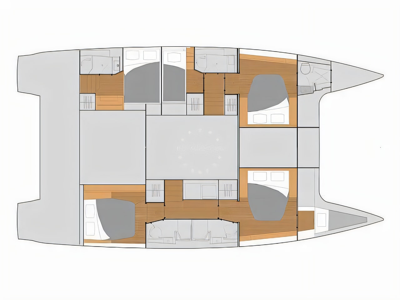 Interior of Tanna 47 A / C & GEN & WM catamaran with 6 cabins Croatia yacht charter