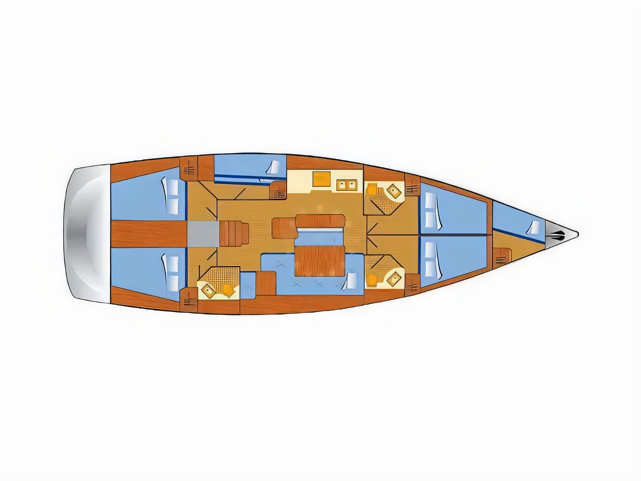 Interior of Oceanis 50 sail boat with 5 cabins Croatia yacht charter