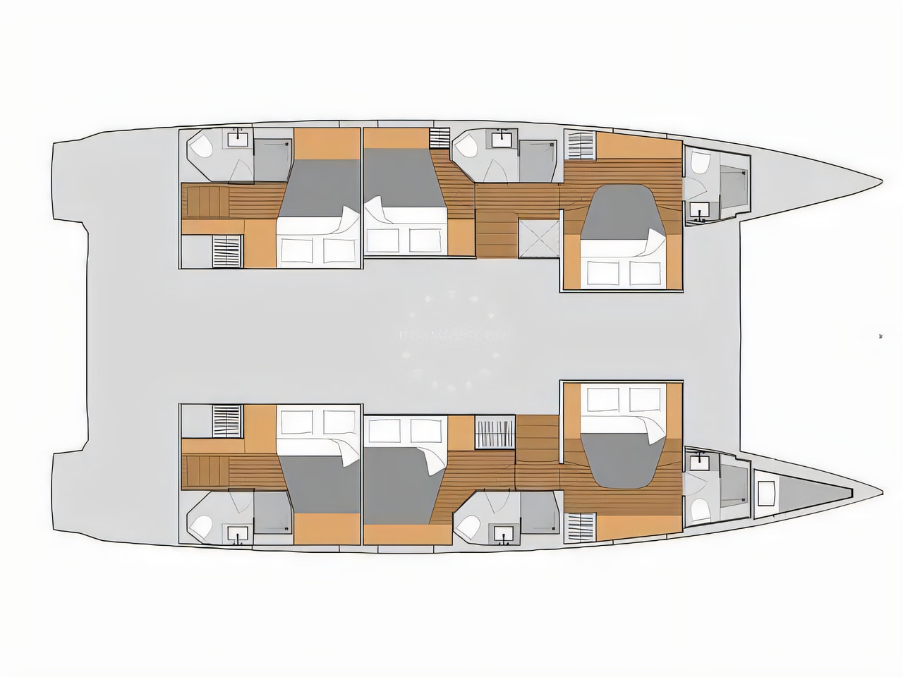 Interior of Aura 51 catamaran with 7 cabins Croatia yacht charter