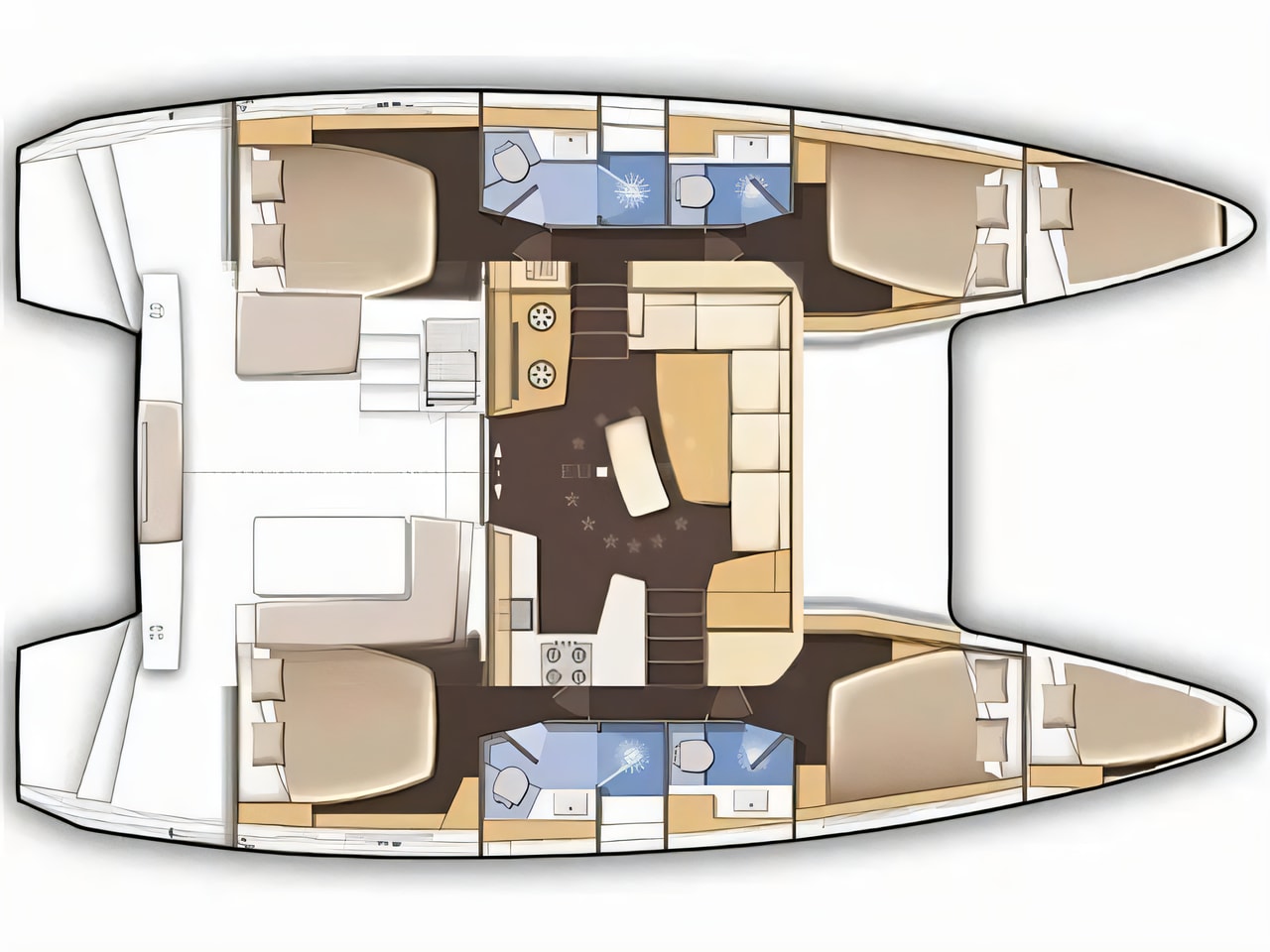 Interior of Lagoon 42 catamaran with 6 cabins Croatia yacht charter