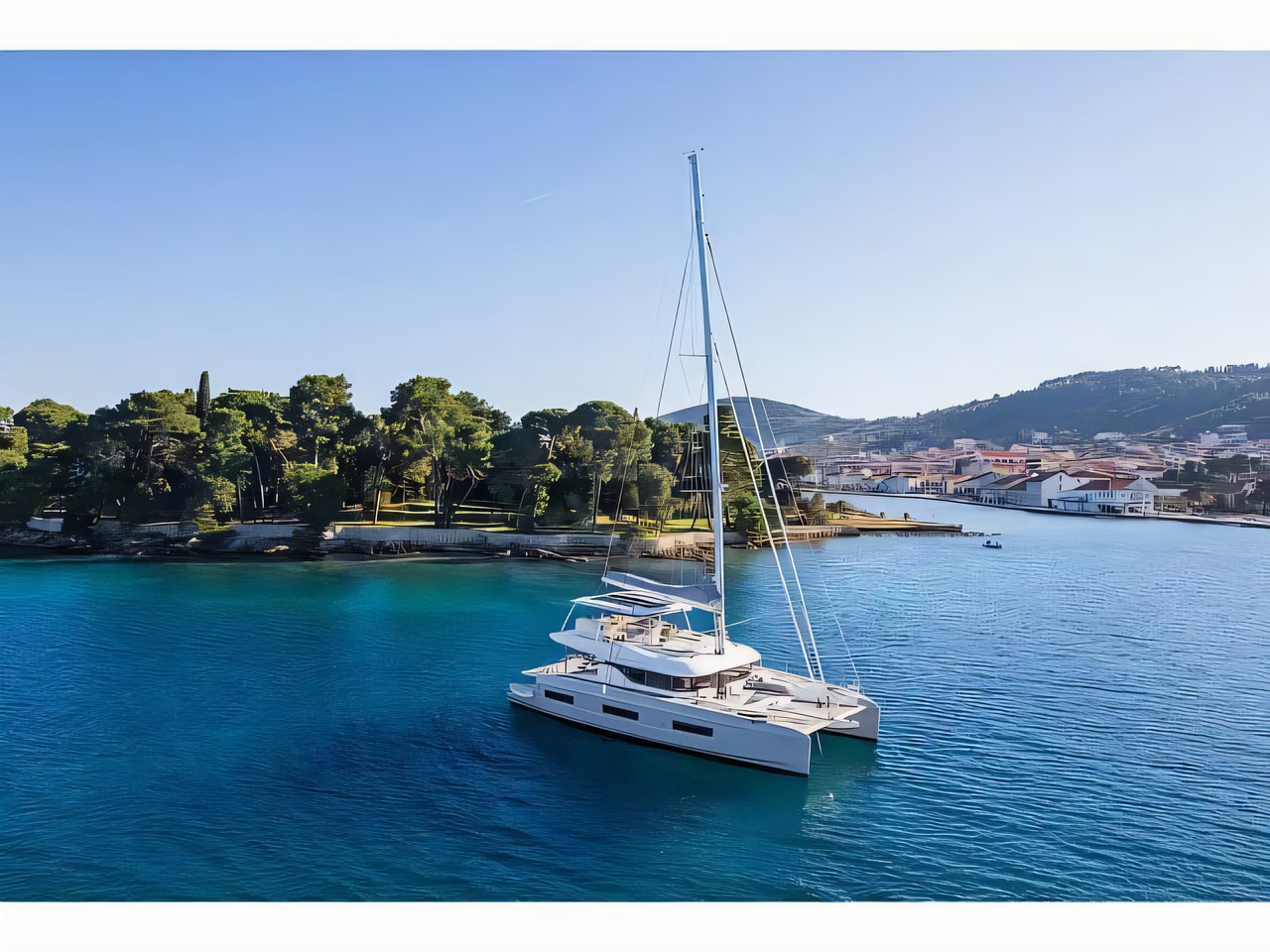 Exterior overview of Lagoon 60 catamaran for charter from Split Port in the Split sailing area Croatia