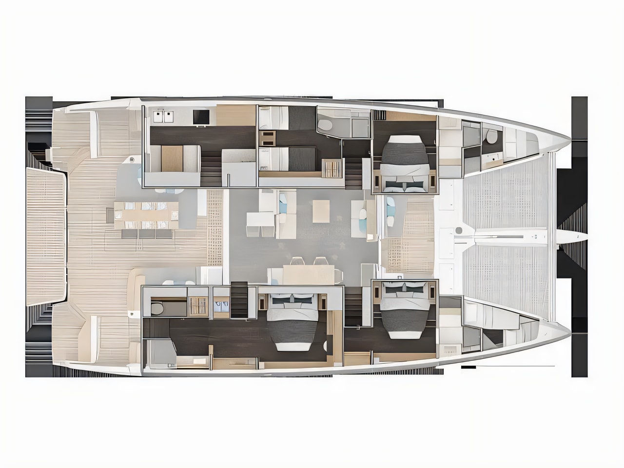 Interior of Lagoon 60 catamaran with 6 cabins Croatia yacht charter
